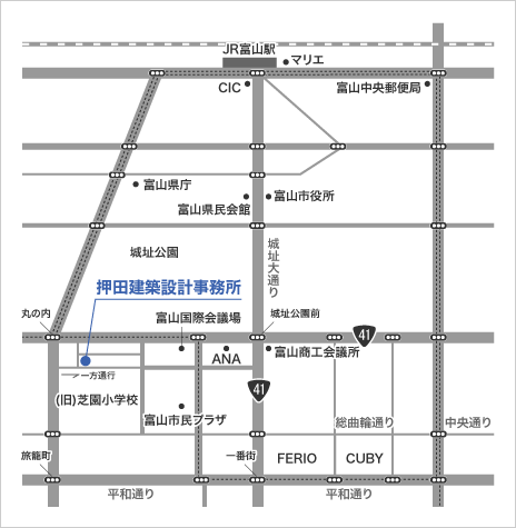 押田建築設計事務所のアクセスマップ